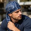 Chapéu Turban com Tiras Longas Ajustáveis Padrão Clássico de Castanha Tecido Macio Respirável Absorvente de Suor Chapéu Lenço de Cabeça