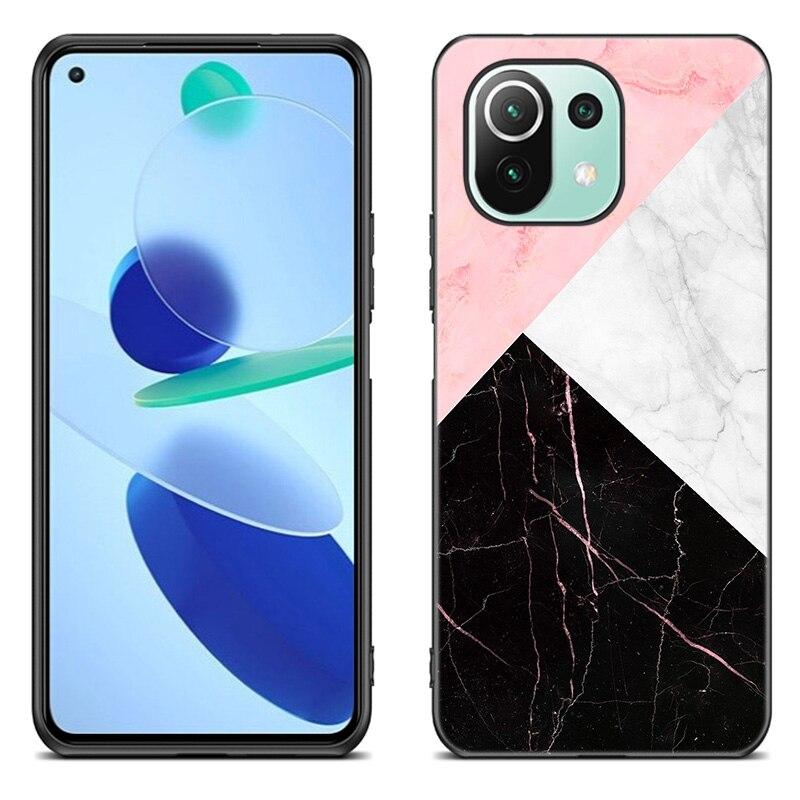 Black and White Marble Case For Xiaomi Mi 11 Lite NE 11i 10T 11T Pro A2 A3 Lite POCO F3 M3 M4 C31 X3 Pro NFC GT Black Soft Cover