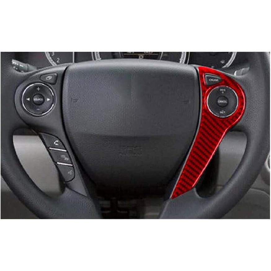 Car Red Carbon Fiber Steering Wheel Button B-Type Decorative Cover for Honda Accord 2013-17