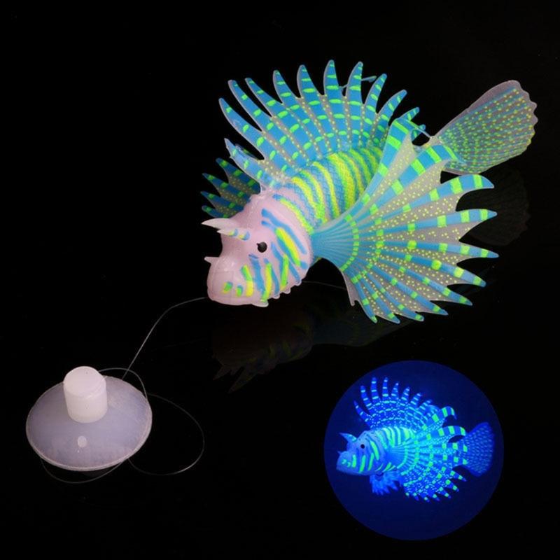 Luminously Artificial Lionfish Fish Silicas Lionfish Ornaments Glowing Aquariums Tanks Landscape Ornaments Home Decors