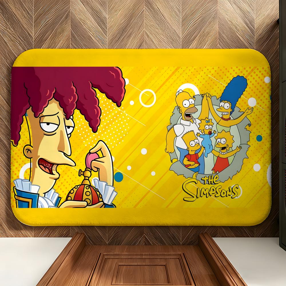 Cartoon T-The S-Simpsons Floor Mat Soft Flannel Floor Mat  Suitable for Entryways, Living Rooms, Bedrooms, and Bathrooms