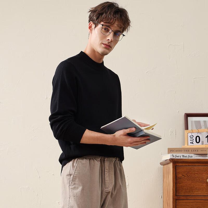 Kemengboka Herren 100% Wolle Rollkragenpullover