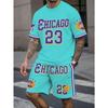 Men's Sports Short Sleeve Top Shorts Set Plus Size Breathable Basketball Sports Clothing Letter Print T-shirt Shorts 2-piece Set