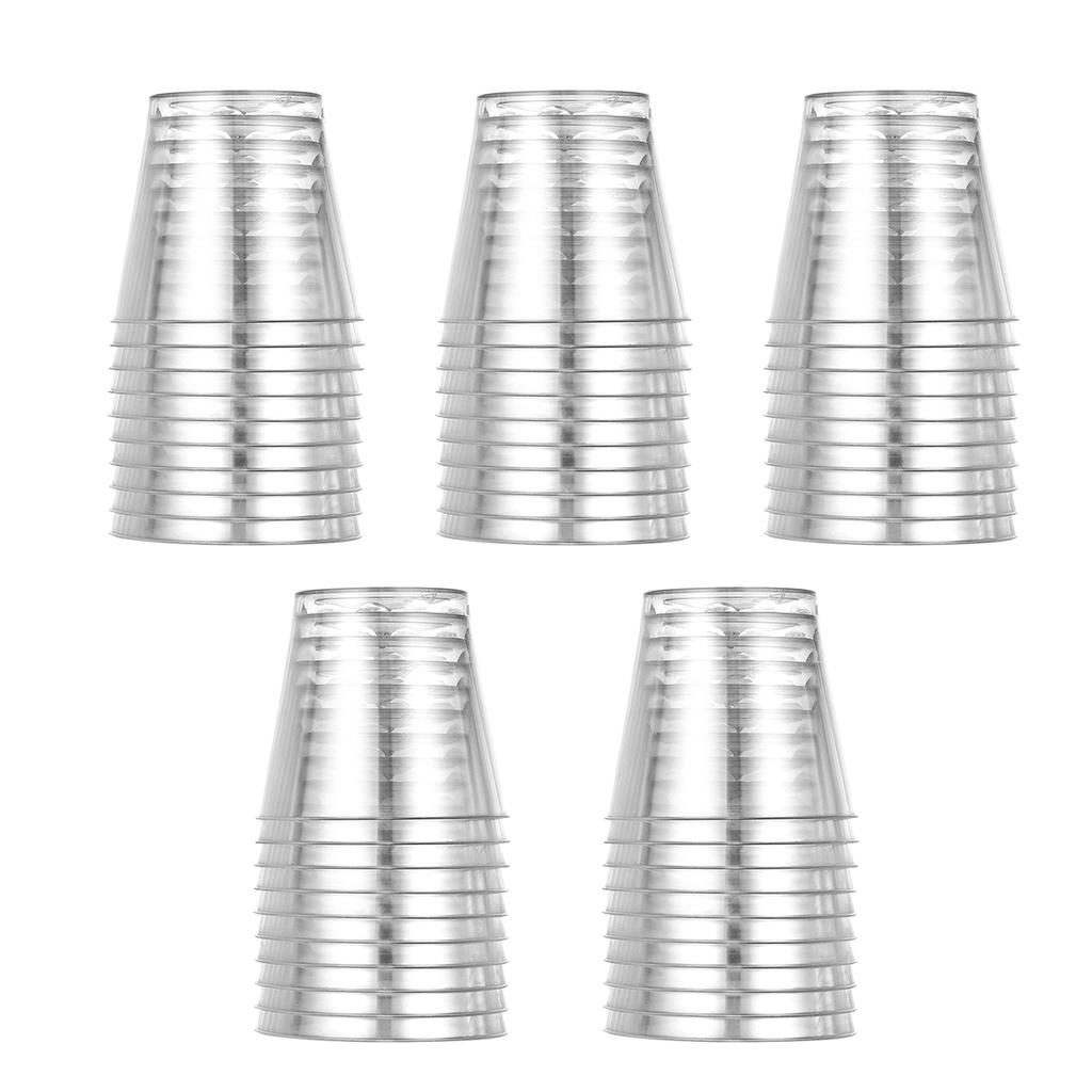 50pcs Crystal Clear Plastic Shot Glasses 1oz, Mini Cups for Wine Tasting, Condiments, Party - Gold Disposable