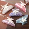 Colorful Starfish Hair Grab Large Acrylic Shark Clip Cute Pearl Hair Claw  Back Head