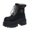 New 2025 Women's Ankle Boots Autumn Winter Punk Shoes High Platform Retro Chunky Boots Casual Leather Short Boots Bota Mujer 9CM