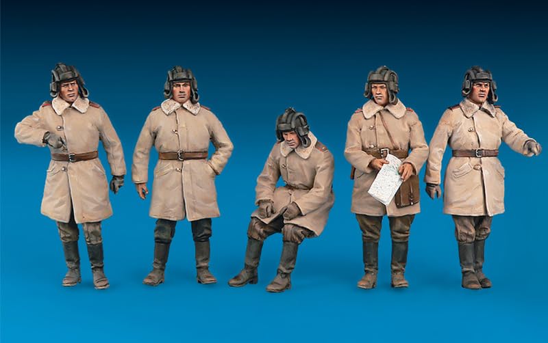 MiniArt 1/35 Scale Soviet Tank Crew Figures In Winter Uniform, Set of 5, with Equipment, Special Edition Plastic Model Kit MA35244