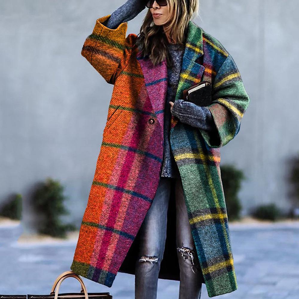 

Women s Longline Coats Collection In Plaid, Houndstooth, and Graphic Print Styles S