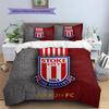 Stoke City FC Muster Bettwäsche Bettdecken-Set Heimdekoration Geschenk (1 Bettbezug + 2 Kissenbezüge (ohne Füllung))