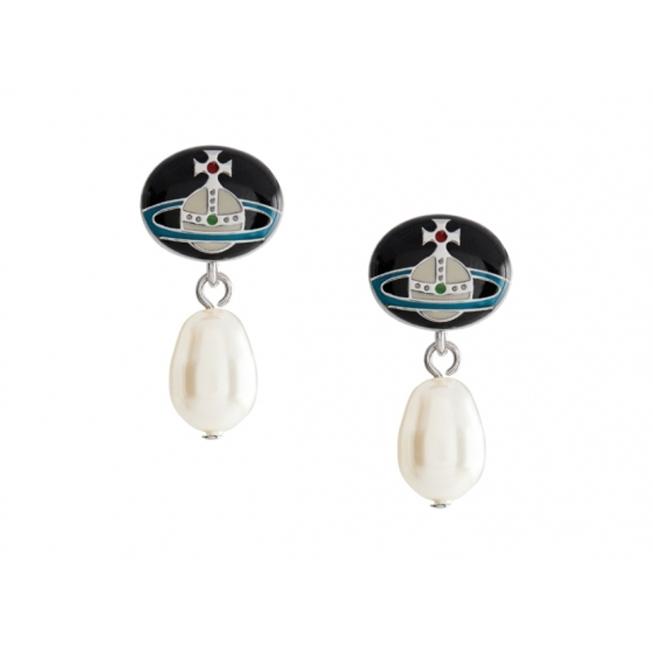 Vivienne Westwood Loelia Glazed Saturn Pearl Pendant Earrings Women earrings 62020143-02P145 Box