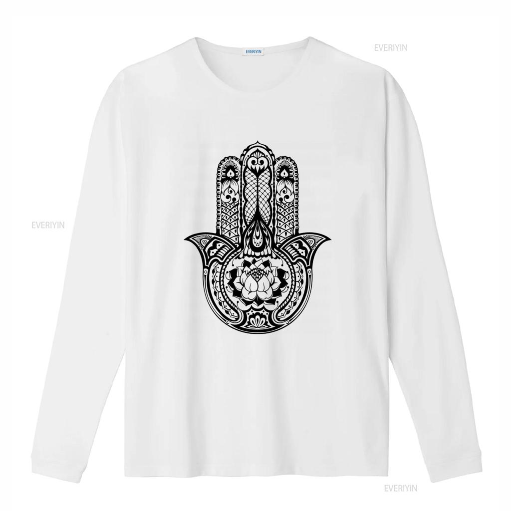 Tribal Hamsa Hand Of Fatima Tattoo Large Print Unisexs T Shirt Unique Detailed And Stylish Design Vintage Washed Graphic Homme