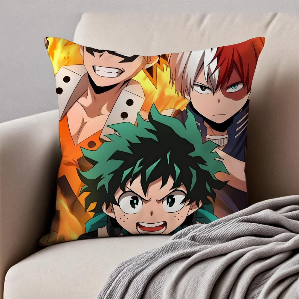 Inspirational Dynamic MMy Hero Academias Cushion Cover Pillowcase Antidustmite Invisible Zipper Short Plush Sofa Cushion