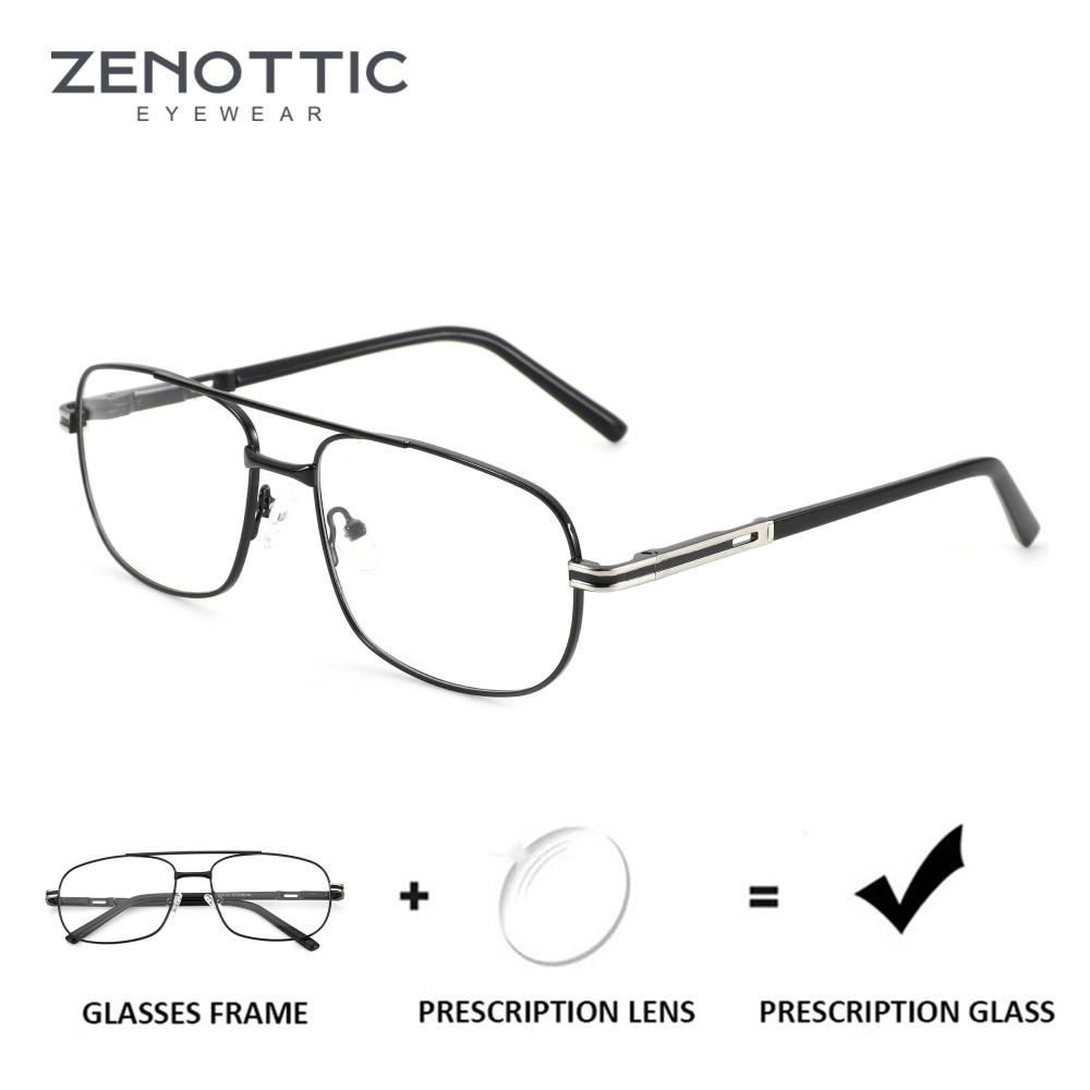 

ЗЕНОТТИК (Размер XL) 2025 Модные очки-авиаторы по рецепту для мужчин, высококачественные металлические очки-пилоты с фотохромными линзами Single Version&1.56&None