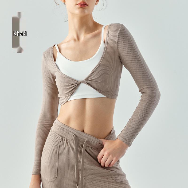 

Топ для йоги в корейском стиле с перекрутом спереди, облегающий - Сладкая, спортивная и элегантная одежда для фитнеса Large