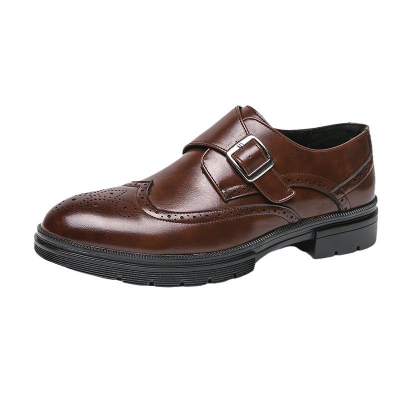 Men's British Pointed Toe Height-Increasing Leather Shoes for Business, Weddings, and Nightclubs