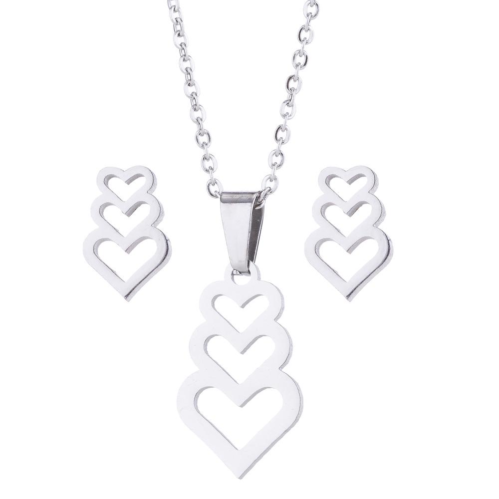 Women s Geometric Stainless Steel Necklace & Earrings Jewelry Set