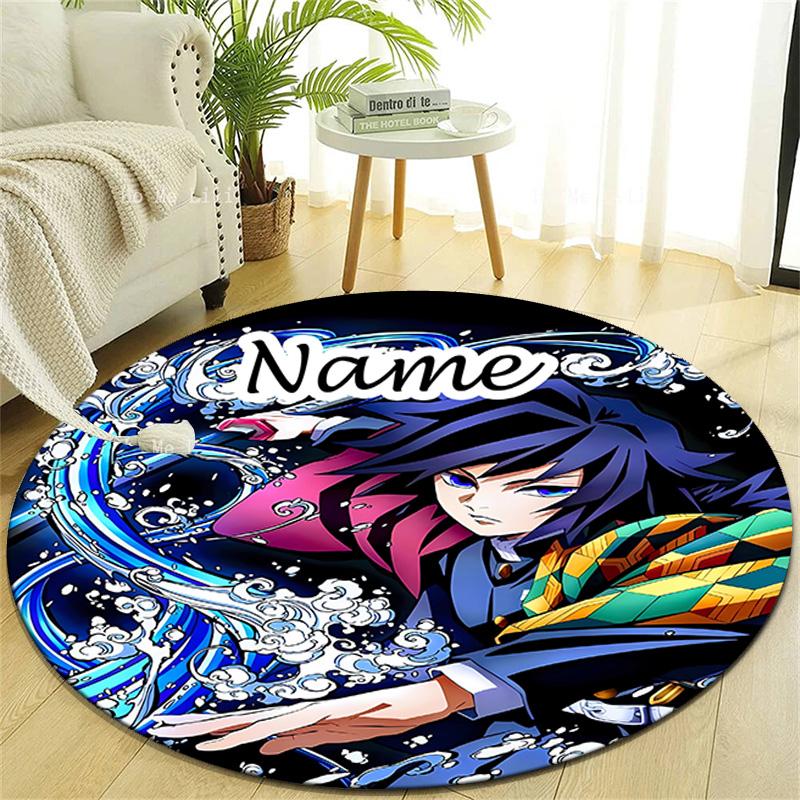 Personalized Demon Slayer Round Chair Office Rug - Perfect for Mat, Office Chair & More - Ideal Gift for Birthdays and Holidays