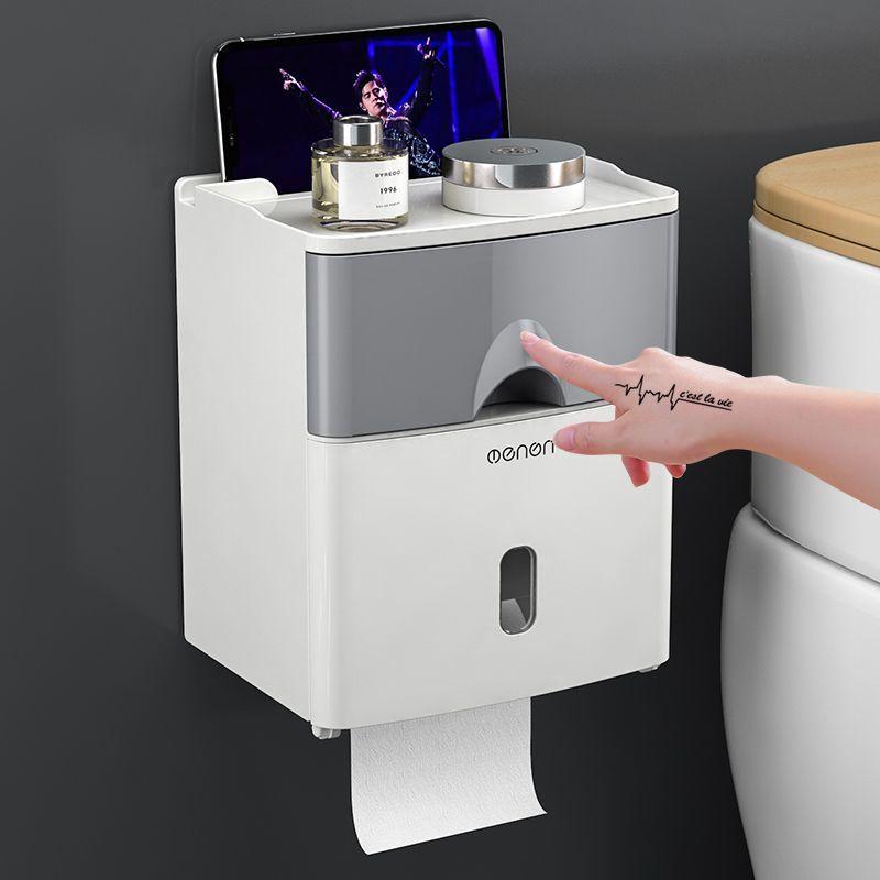 Toilet tissue box waterproof punch-free toilet paper toilet paper rack toilet wall-mounted paper box paper roll