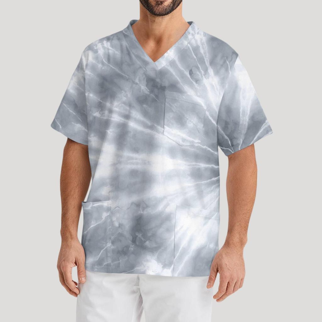 Pánská pracovní halenka s krátkým rukávem a výstřihem do V na hrudi