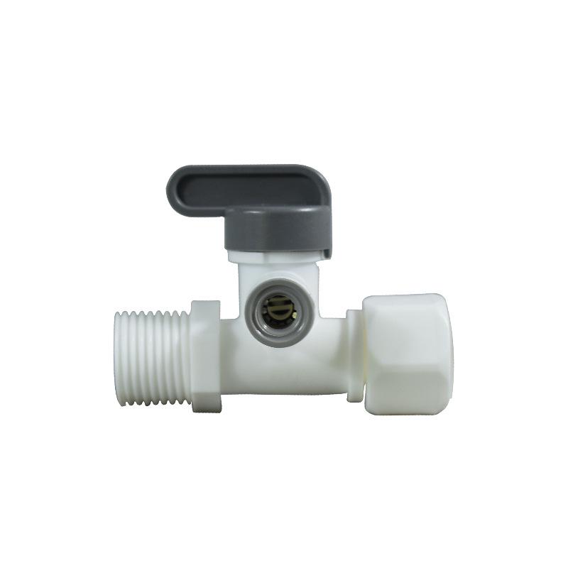 Gray Integrated Three-Way Ball Valve with 1/4" Connector Filter, 3/4" to 1/4" Pipe Fitting