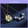 Luxurious Titanium Steel Four Leaf Clover Necklace Featuring Diamond Inlay For Stylish Women