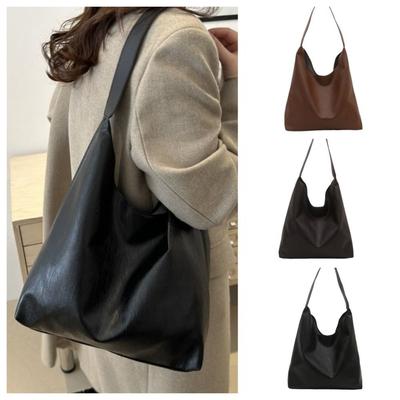 Leather Soft PU Shoulder Bag Solid Color Underarm Bag Classic Women Handbag  Party