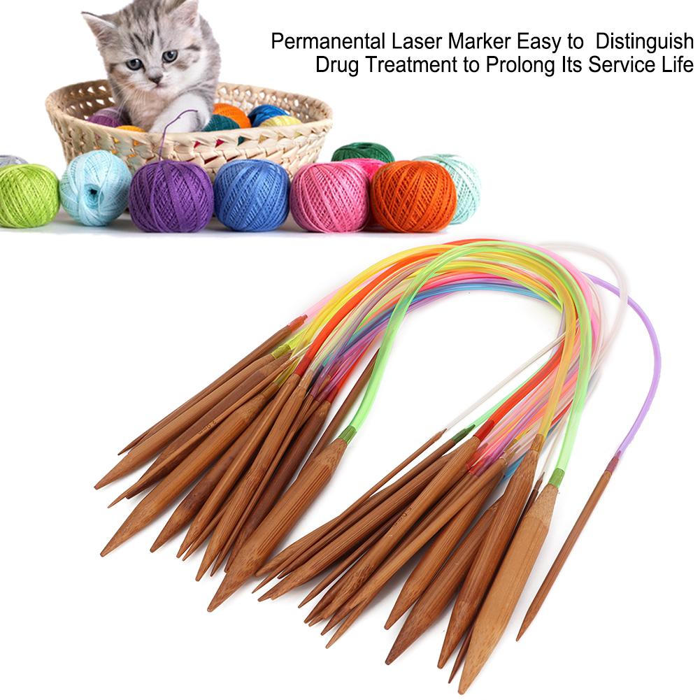 Multicolor Plastic Pipe Carbonized Double Annular Bamboo Sweater Needles(40 cmCelsius15.7 in)