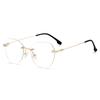 Metal Rimless Glasses Frame Women Prescription Anti-blue Light Myopia Optical Oval Eyewear 0 -0.5 -1.0 -1.5 To -5.0