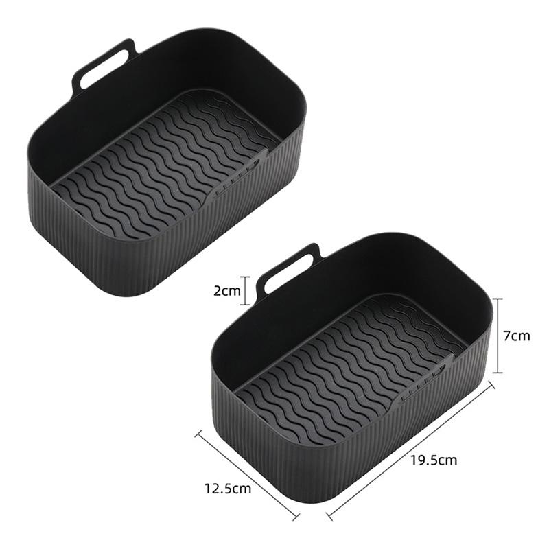 19.5x12.5x7cm Reusable Airfryer Silicone Basket Air Fryer Oven Baking Tray Rectangle Non Stick Air Fryer Basket Kitchen Tools
