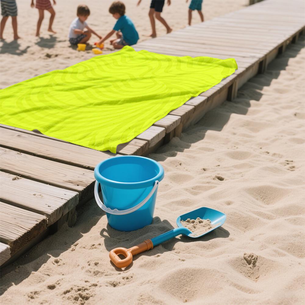 Neon Yellow Swirl Oversized Microfiber Beach Towel Sand Proof Quick Dry, Absorbent for Swimming Pool Travel Camping