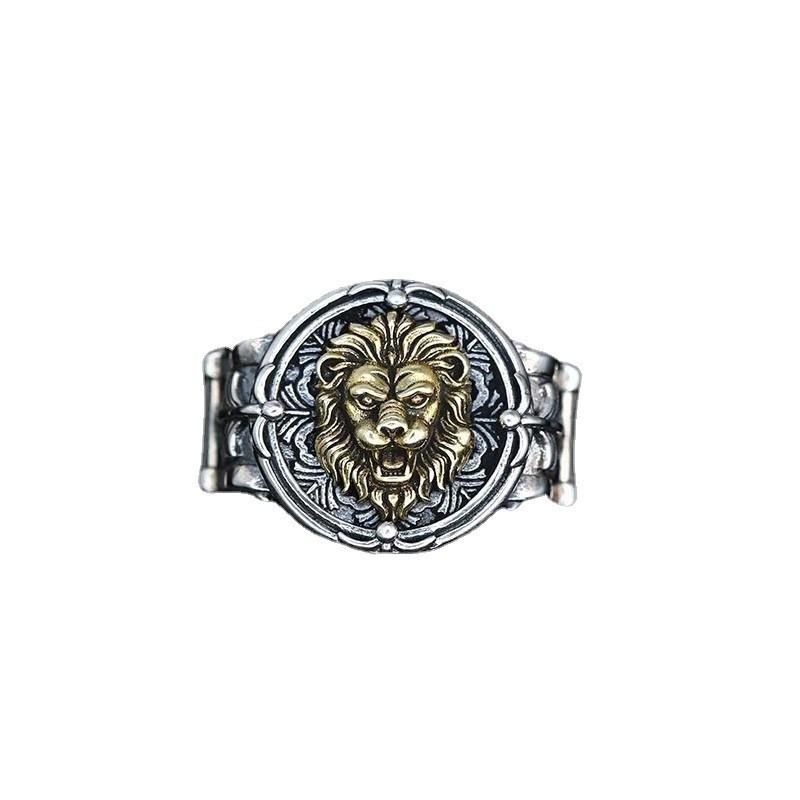 Mens Adjustable Lion King Ring Retro Vintage Style Plated Geometric Finger Men Women