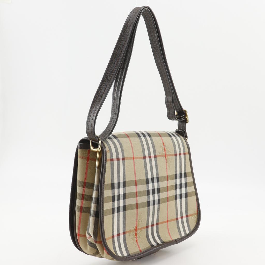 BURBERRY Nova Check Shoulder Bag beige canvas/leather Women Used