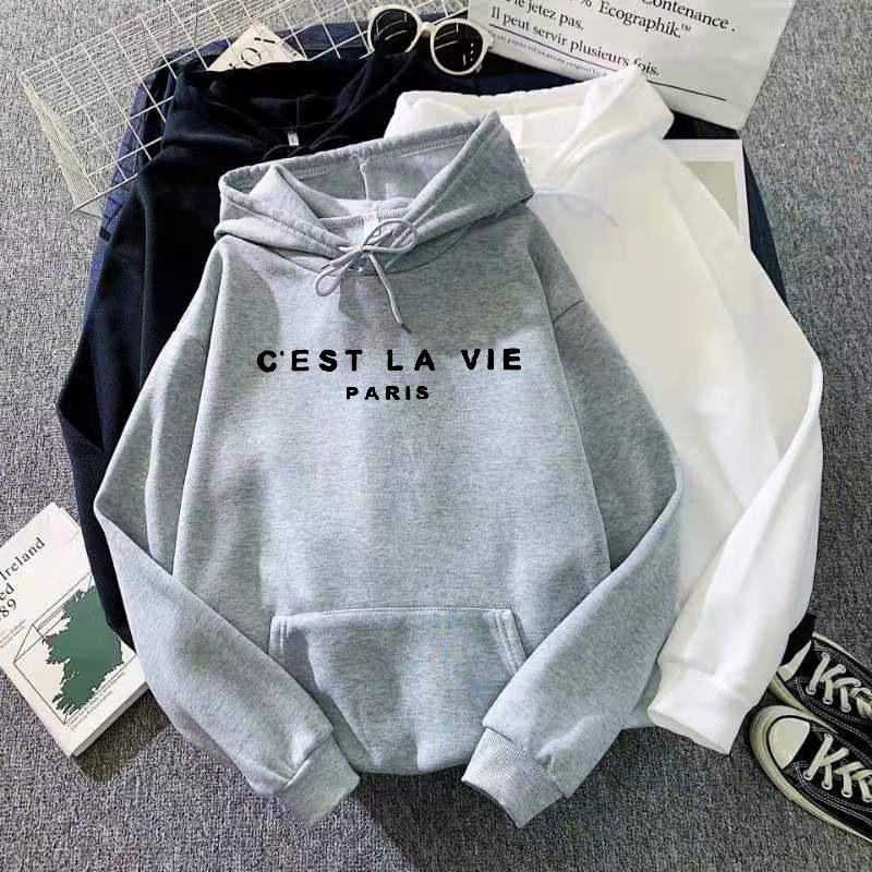 Letter Print Nový svetr s kapucí Dámský jarní líný styl s dlouhým rukávem, volný top s kapucí