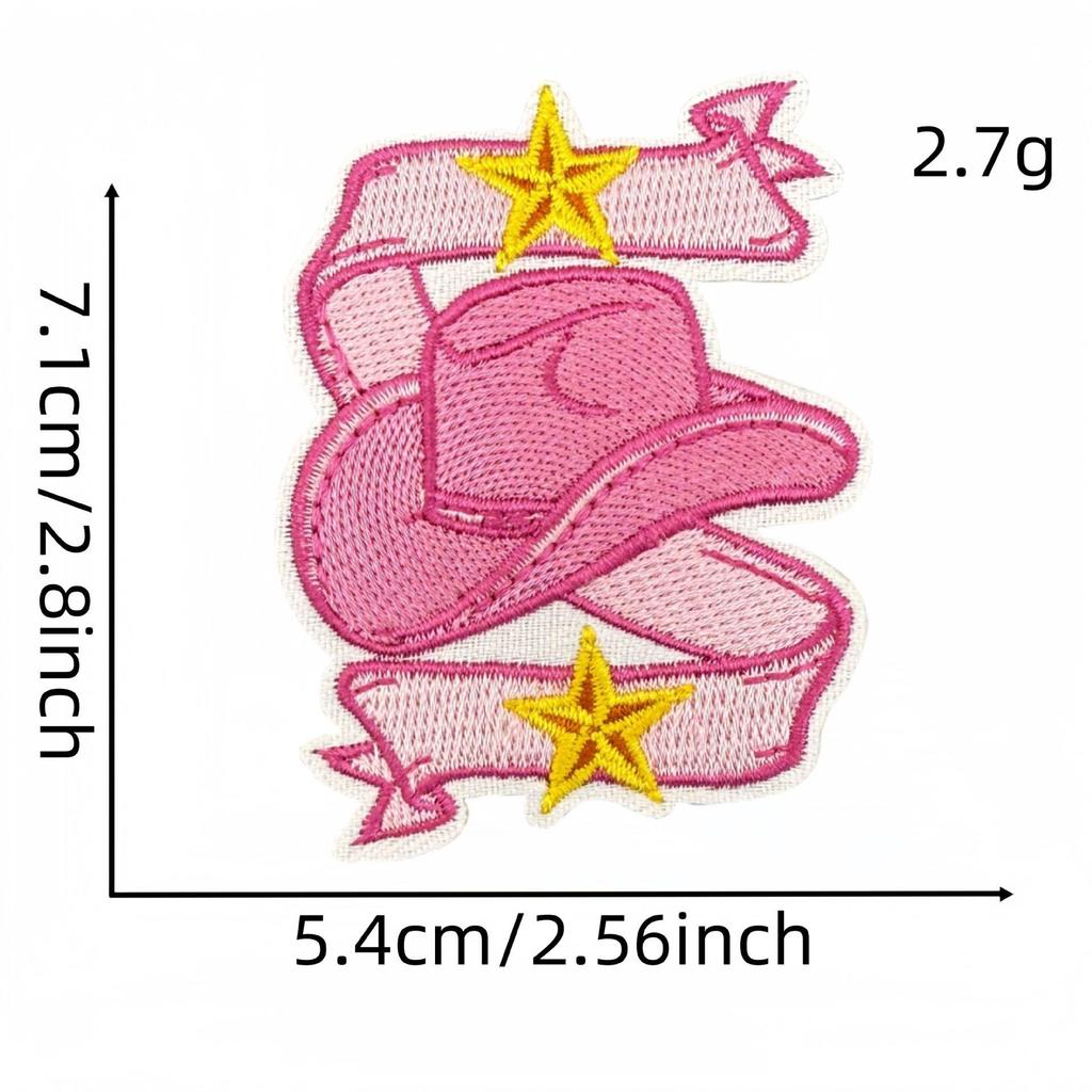 Cartoon Pink Series Embroidered Patch Bowknot Flower Applique Clothing Accessories with Hot Melt Adhesive