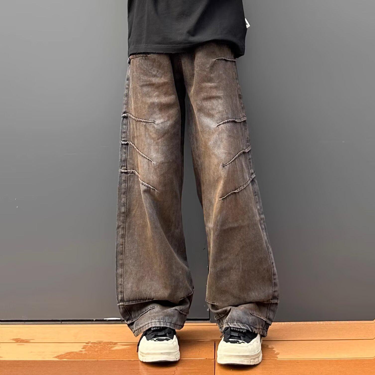 

Unisex Black Retro Distressed Loose Straight-Leg Jeans Medium