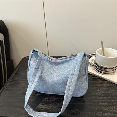 Sweet Niche Fashionable Handbag Simple Shoulder Underarm Bag New Printed Pleated Square Bag