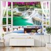 Window Landscape Tapestry For Decoration 3D Romantic Flowers Tapestry Home Painting Psychedelic Forest Tapestries Wall Hanging Premium Quality