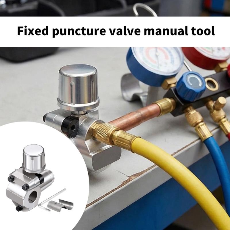 Line Tap Faucet Adapter Kit with Spanner Zinc Alloy Refrigerator Piercing Puncture Adapter Piercing Line Tap Kit