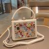 Light Luxury New Leather Fashionable Rhinestone Retro Clip Niche Handbag