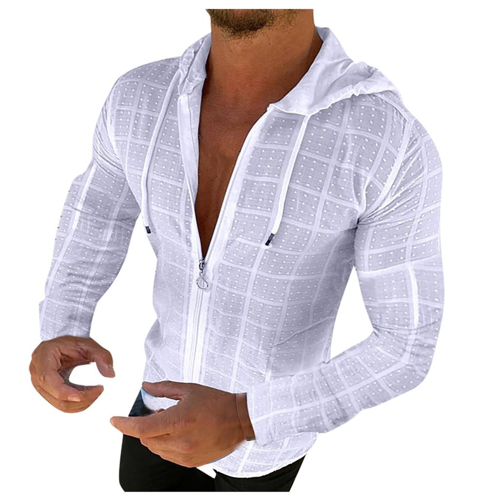 Men's Long Sleeved One-piece Zipper Solid Color T-shirt