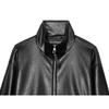 Women S Black Faux Leather Zip Up Stand Collar Long Sleeve Casual Coat