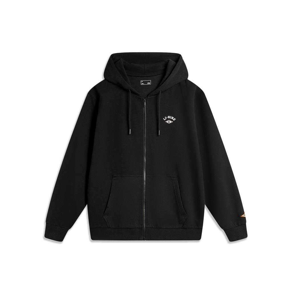 Li-Ning Sports Lifestyle Series Loose Fit Hooded Zip-Up Long Sleeve Jacket Men Jackets Black AWDU605-4
