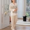 Internet-famous hot light luxury high-end ice and snow silk sweet temperament spring and autumn long-sleeve gold butterfly set loungewear pajamas