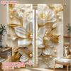 2PCS Digital Printed Curtains, Soft Golden Beaded Flower Delicate Subtle Luxury, Home Decor Style for Living Room Bedroom Decor
