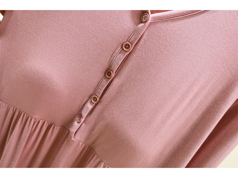 Women's Modal Long Sleeve Swing Dress with Chest Pads - Plus Size Casual for Spring, Summer, Autumn