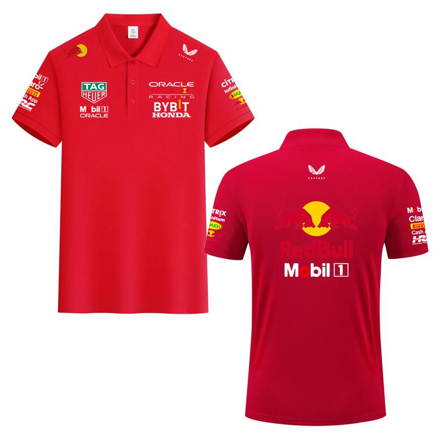 Red Bull Racing Team Verstappen Kleding F1 Formule Race Kleding 2026 Zomer Heren Katoenen Poloshirt 3XL rood