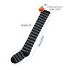 Women Halloween Over Knee Long Socks Cute 3D Wicked Evil Pumpkin Striped Print Thigh High Stockings Holiday Hosiery