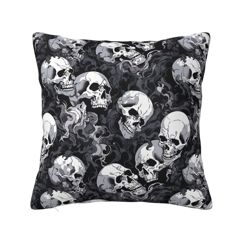 Custom Horror Skeleton Gothic Death Skull Cushion Covers 45x45cm Throw Pillow Case for Car Pillowcase Living Room Decoration