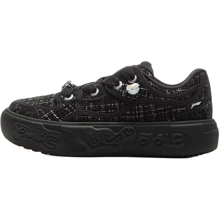 Li Ning Kids Sports Lifestyle Series Comfortable Fashion Shock Absorption Rebound Low Top Casual Shoes Kids Casual Shoes Black YKCV120-4