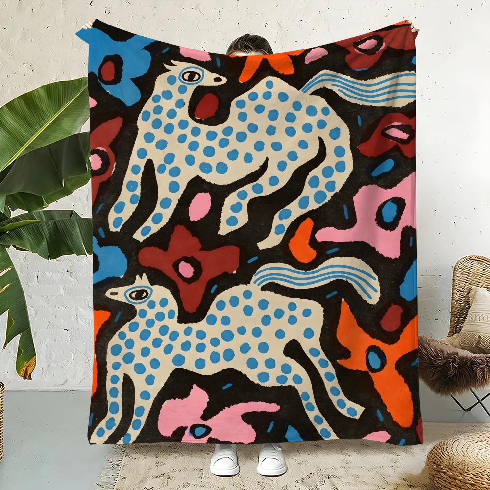 Art N-nikoenikoeniko Throw Flannel Throw Blanket,Bed Home Office Nap Blanket Travel,Camping,Picnic Blanket Soft Decor 75x90cm